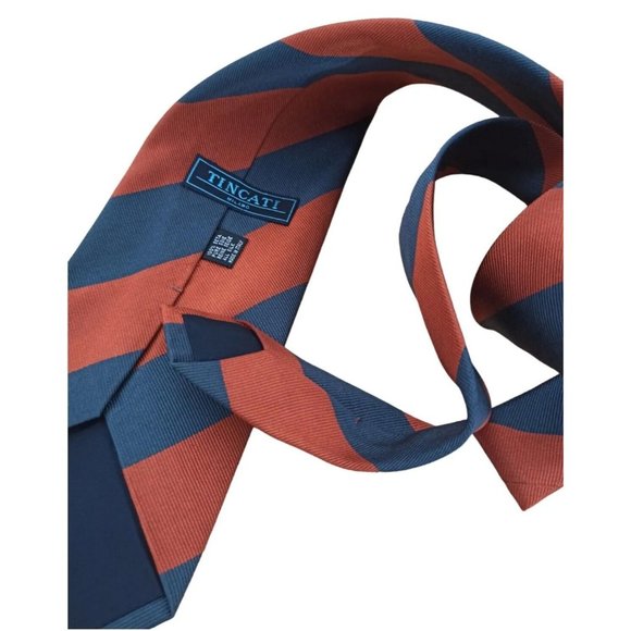 TINCATI Orange Striped Silk Tie ITALY 57"/4" EC - Picture 9 of 10